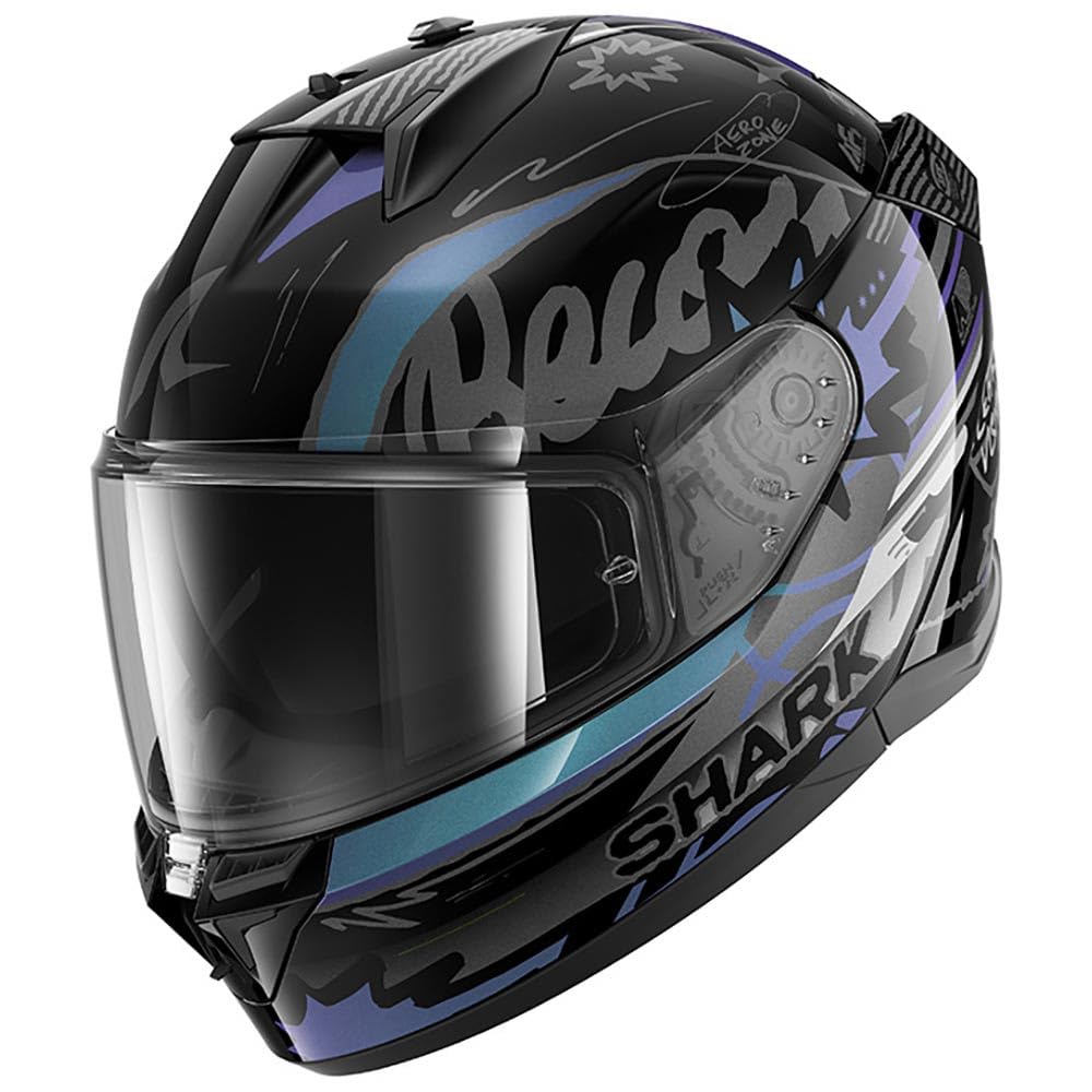 SHARK, Casque Moto Intégral D-​SKWAL 3 STREETRUSH Black Green Chrome KGU, XXL