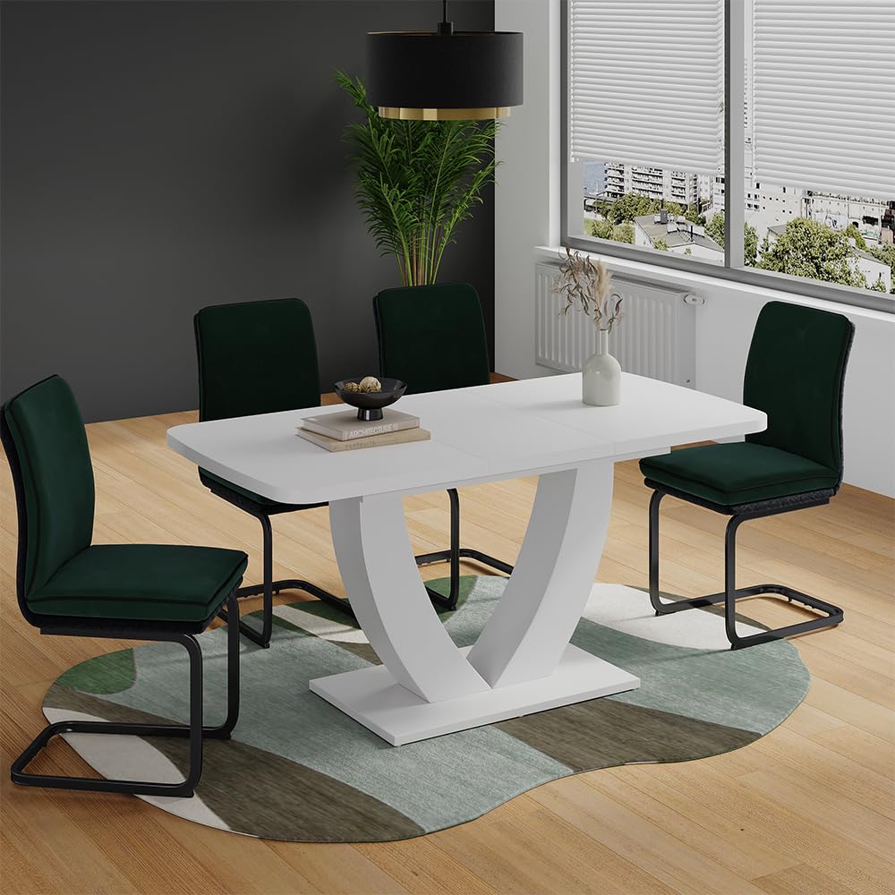 Vicco Mesa de Comedor Fenaro, Blanco, 120-160 x 80 cm | Extensible, con función extensible para ajuste flexible del tamaño de la mesa