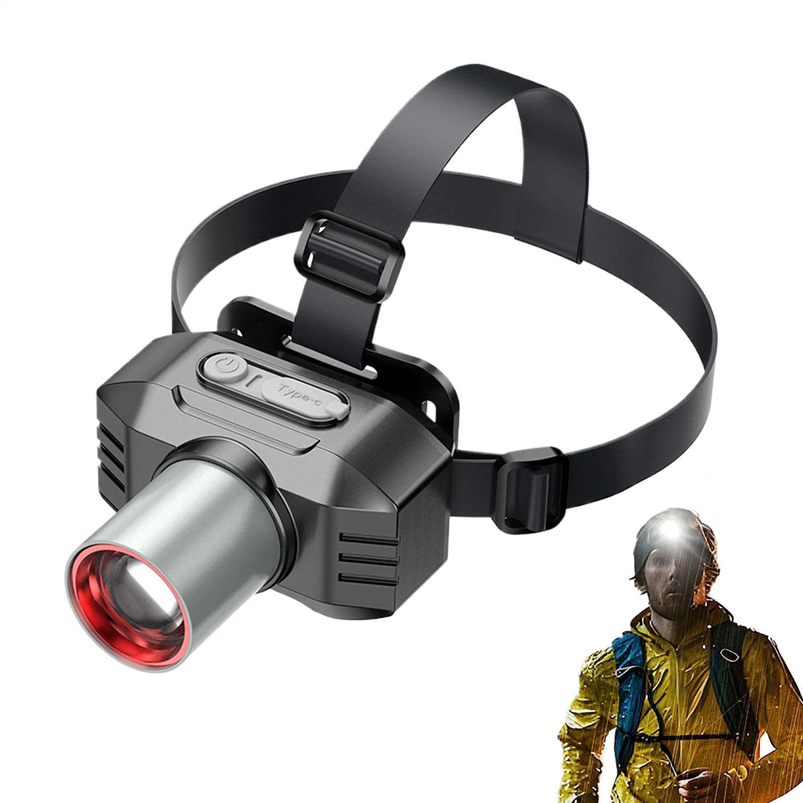 Lámparas de cabeza LED recargables y linterna faro ajustable 3 modos 8