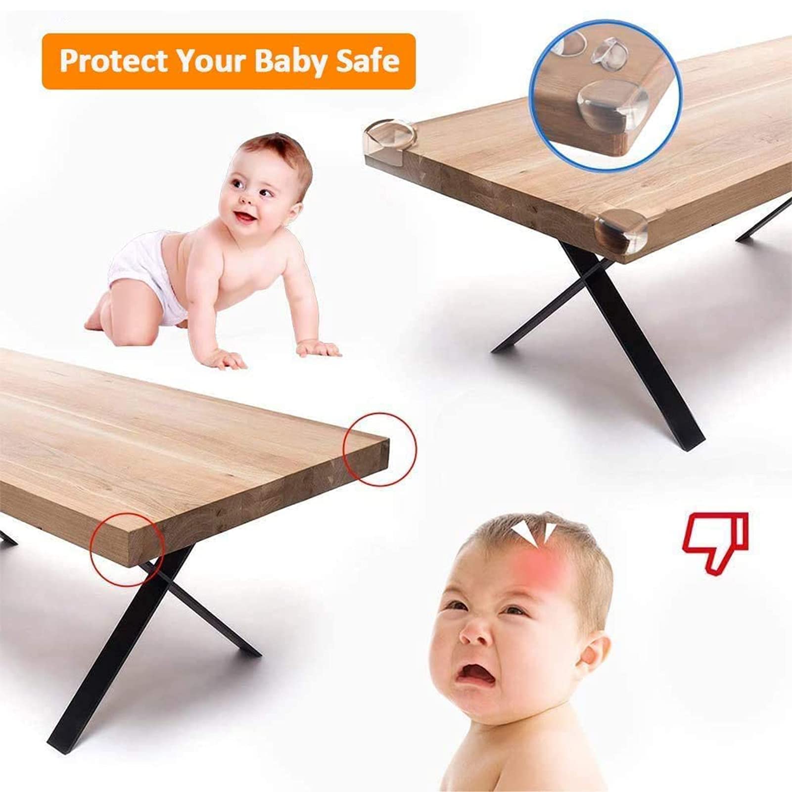 Eckenschutz und Kantenschutz transparent aus Silikon für Tisch und Möbelecken für Baby und Kinder, Stoßschutz für Baby Schutz, Transparent (50 Stück)