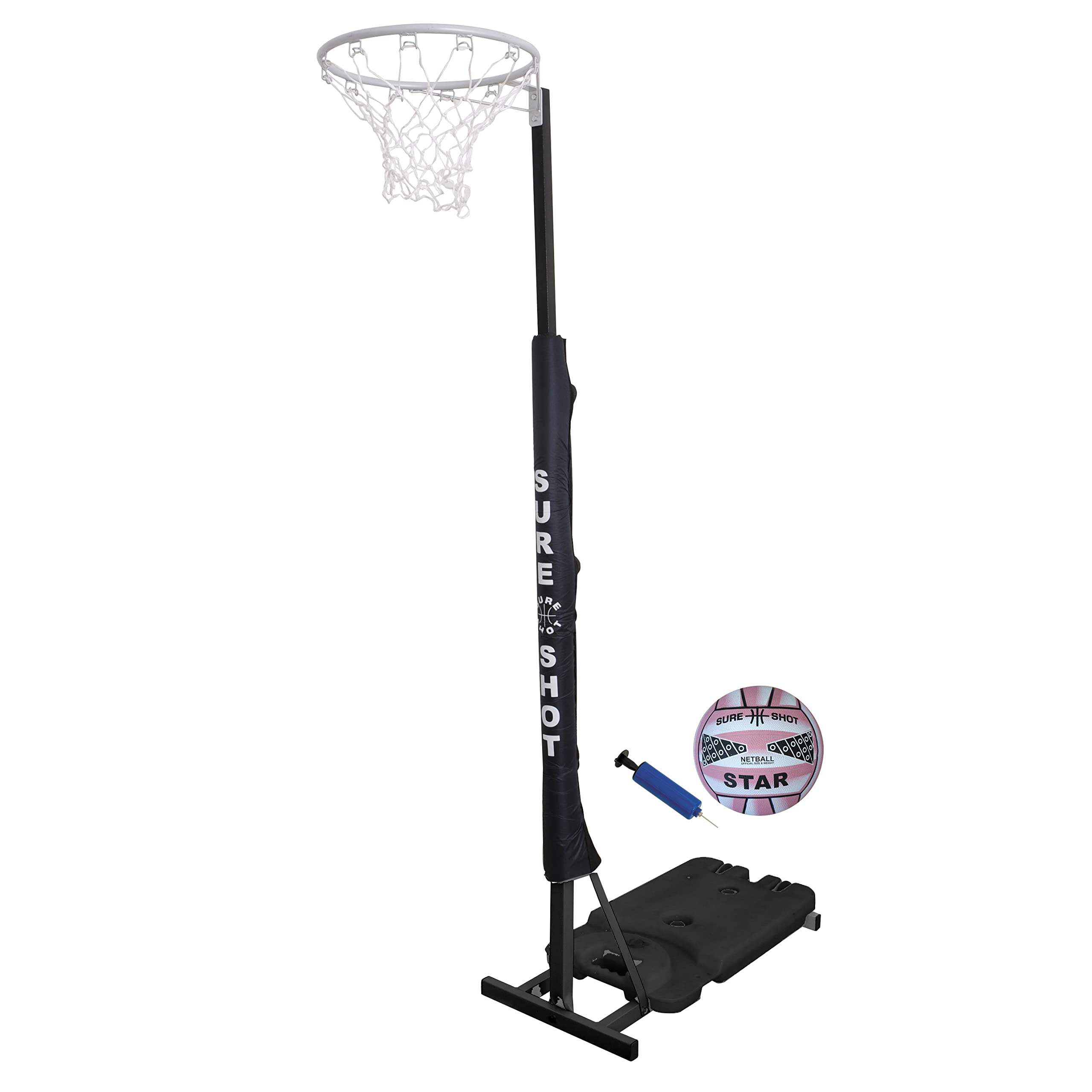 Sure Shot Easi Play Netball Hoop and Ball Set - Black/Silver, One Size