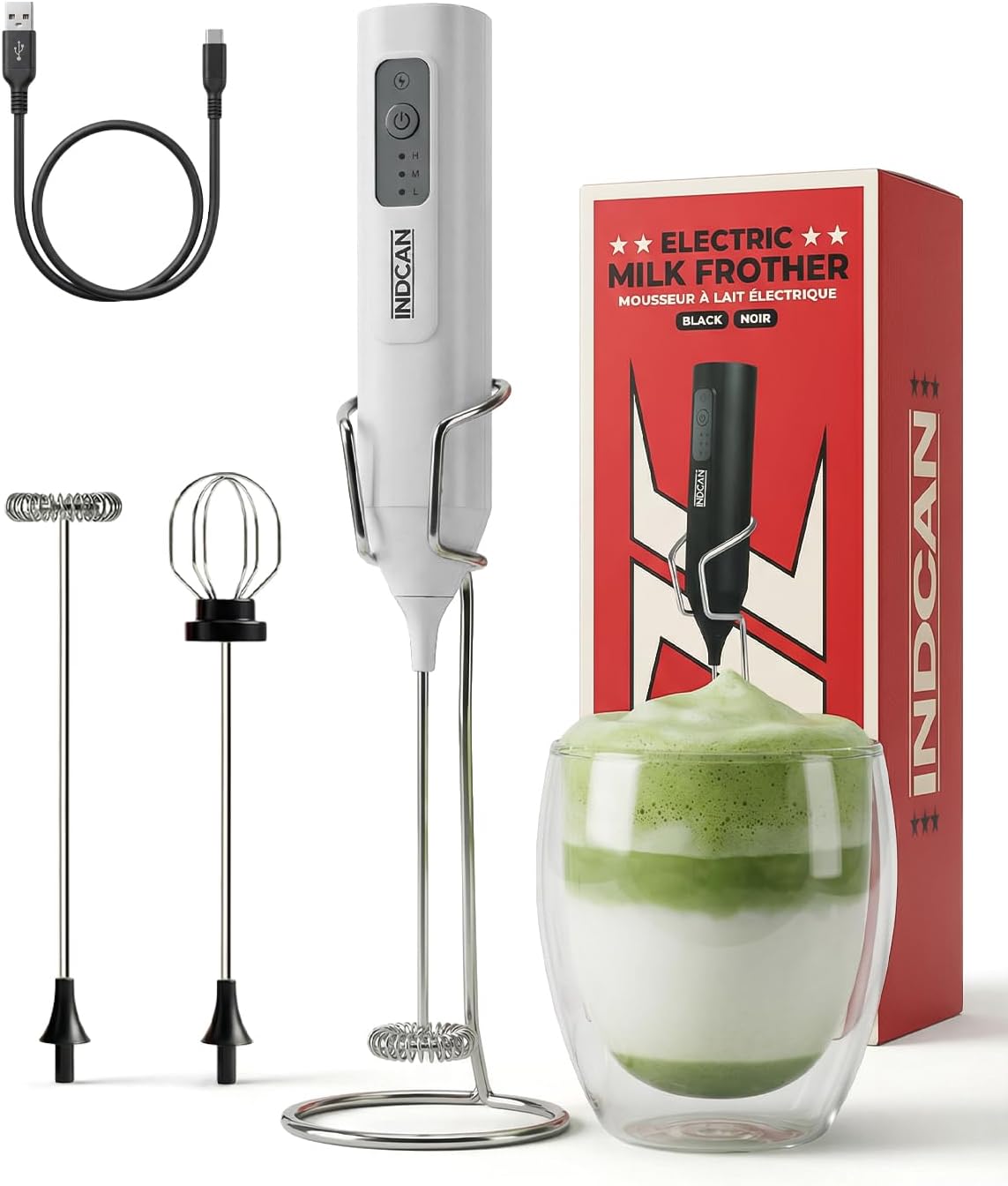 Rechargeable Milk Frother Handheld, Electric Coffee Frother Wand