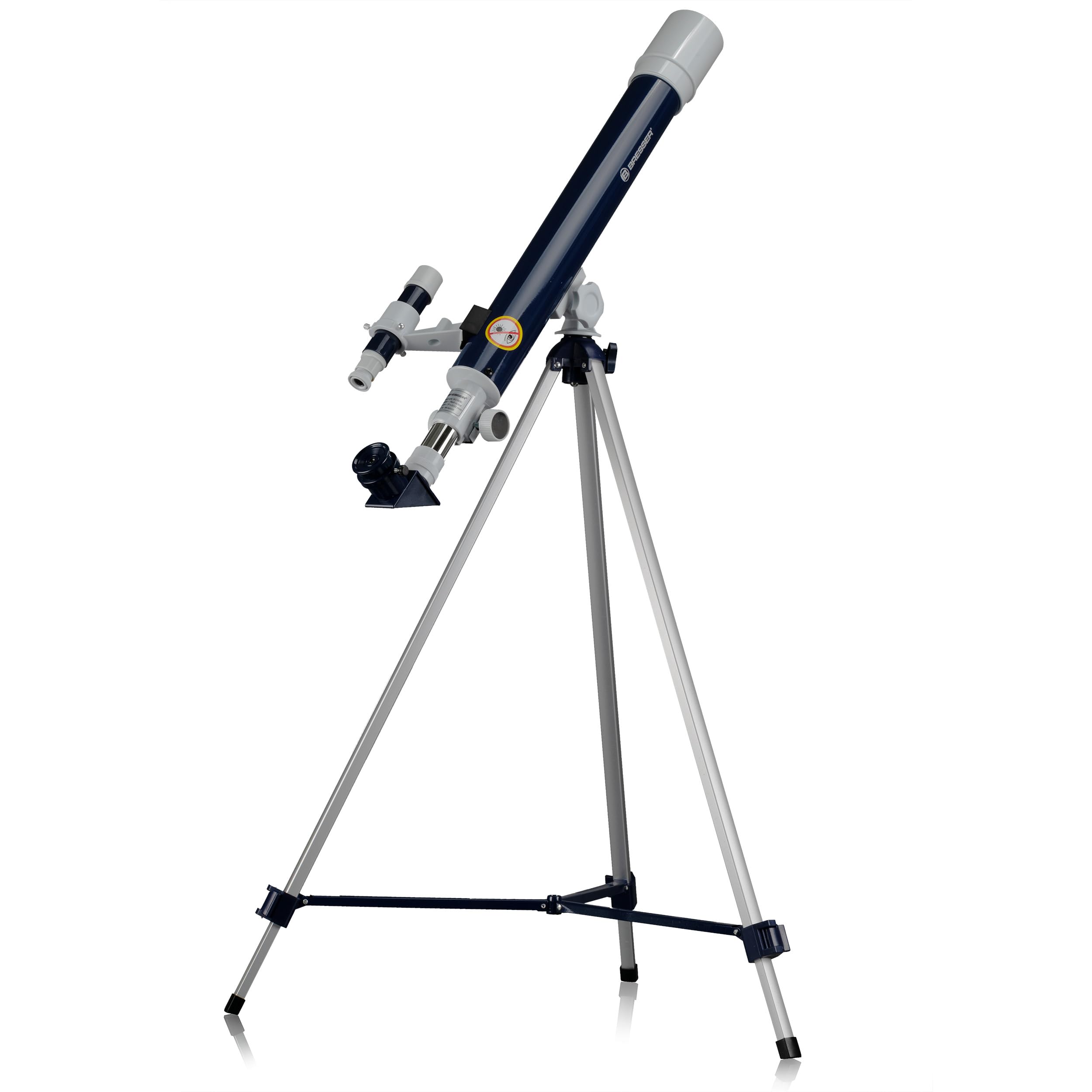 Bresser telescopio de Lentes Herkules 50/600, Apertura de 50 mm, Aumento de 30-150x, Montura acimutal, 3 oculares, Filtro Lunar, Espejo cenital