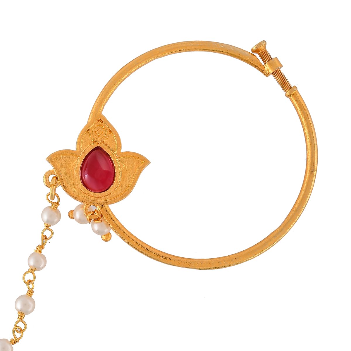 Tulip Motif Pearls Non-Piercing Nose Ring, Elegant Accessory