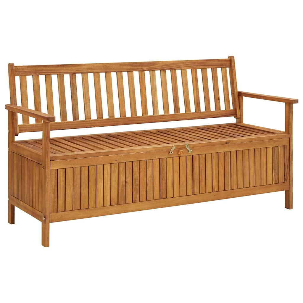 Banc de jardin en bois avec espace de rangement en bois d'acacia massif - 148 x 62 x 84 cm - 1 compartiment de rangement - Pour terrasse, jardin, parc, balcon, siège avec ordre