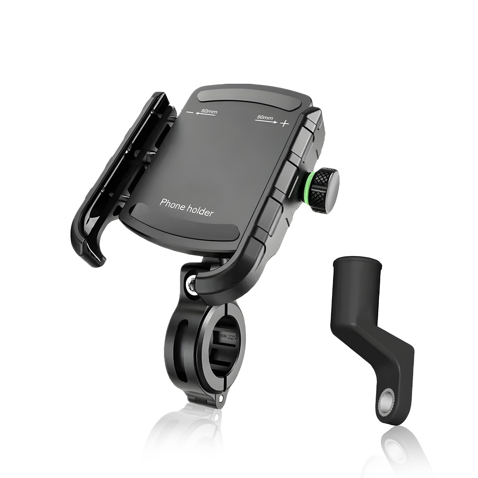 JG05 Mobile Holder for Bike Motorcycle Scooter Bicycle Bike Mobile Holder with Handlebar & Mirror Dual Fittings Cellphone Holder for Maps GPS Navigation 360° Rotation Phone Mount-Black-image-45