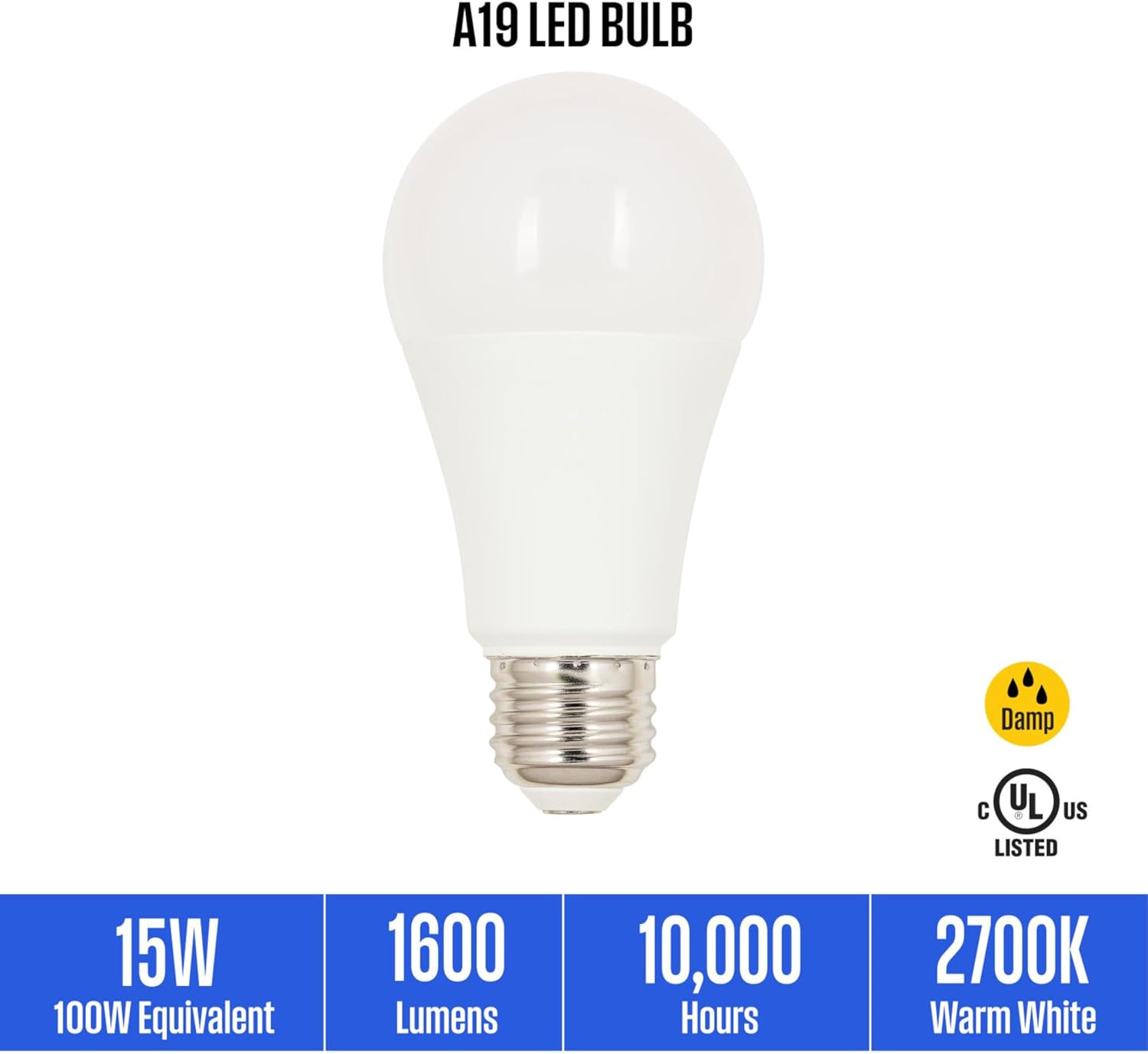 Westinghouse Lighting 5306000 15 Watt (100 Watt Equivalent) A19 Soft White LED Light Bulb, Medium Base