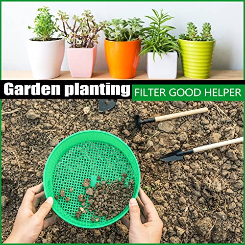 4 Pack Rock Garden Sieve Soil Sifter, Round Plastic Gardening Soil Sifting Pan Sand Sifter Set, Compost Sifter Rock Sifter Dirt Sifter For Small Gravel, Soil, Sand #TOP3
