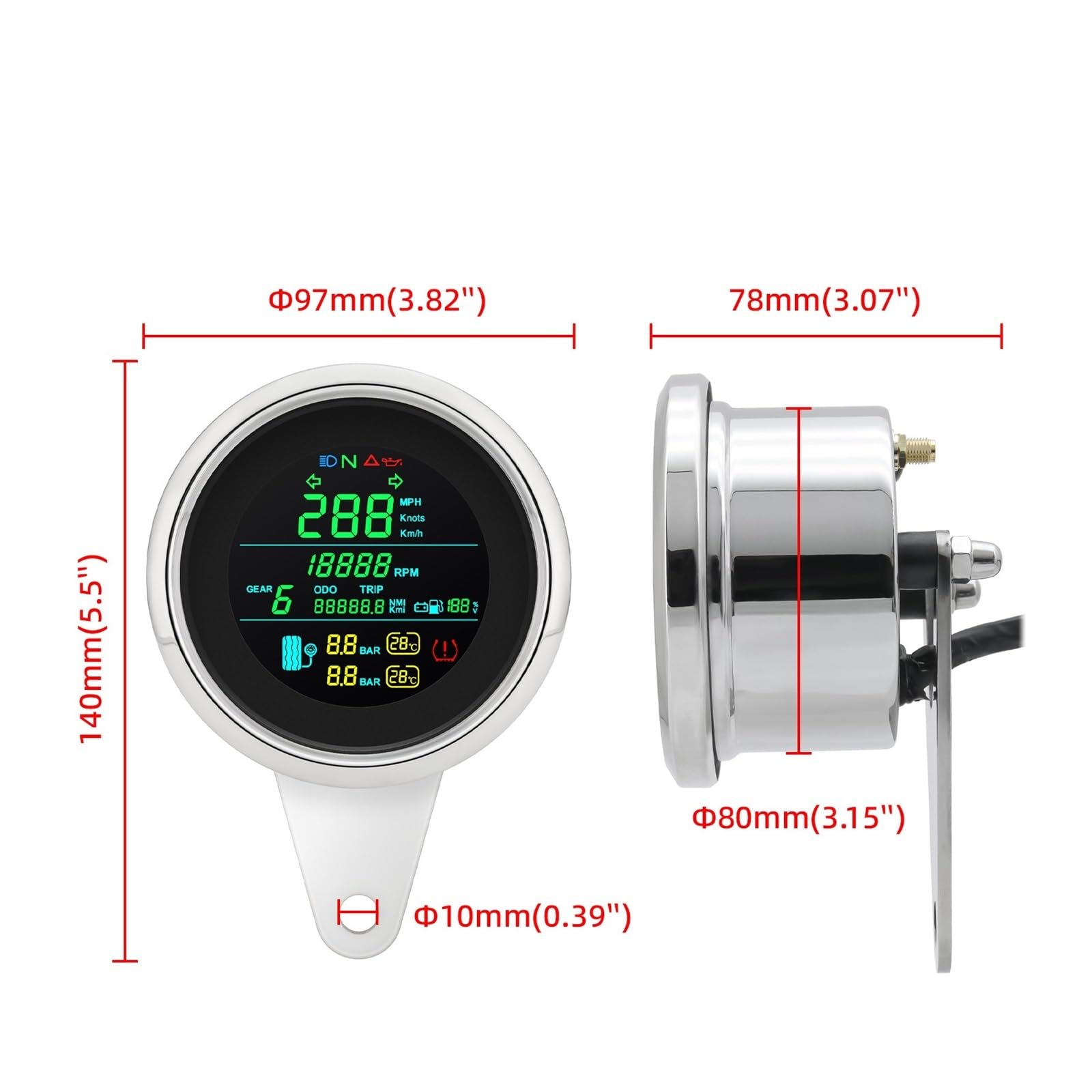 Motociclo Contachilometri Pannello Digitale per Scheda Tachimetro Moto 12V RPM con Nodi mph Km/h Chilometraggio Indicatore di Marcia Motore Universale