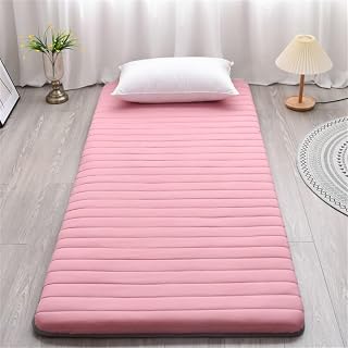 Colchón japonés para suelo de 90 x 200 cm, color rosa, plegable, colchón de futón de 5 cm de grosor, para el hogar, camping, dormitorio, almohada para cama, portátil y cómodo