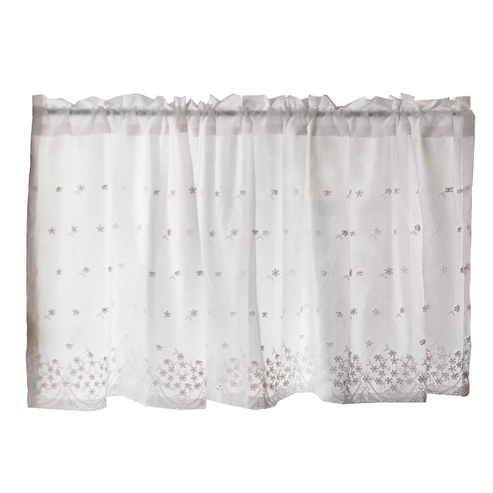 Rideaux de fenêtre semi-transparents courts à motif floral botanique