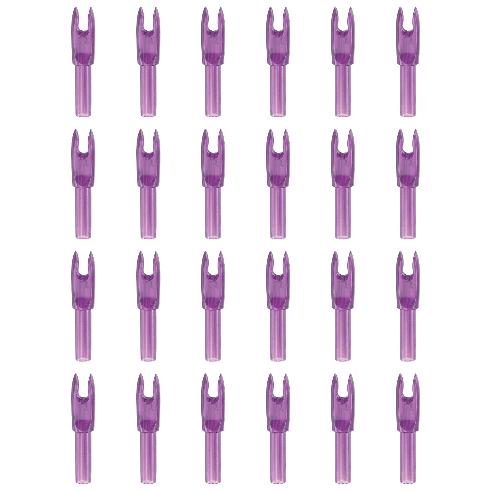 YELARXI Archery Arrows Nocks, Arrow Shaft Plastic Nocks Replacement Archery Arrows Tail Accessory 24 Pack Inside Diameter 4.2 mm Clear Purple - for (Hunting/Shooting/Compound/Recurve Bow)
