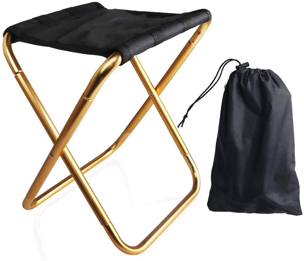 Proleo Golden Folding Stool, Foldable Camping Stool, Outdoor Stool, Chair Bbq Fishing, Travel, Hiking, Garden, Beach, Mini Folding Camping Seat