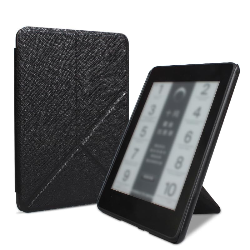 Compatible with 7-inch Kindle Paperwhite 12th Gen Case Cover Lightweight Shell Foldable Cover with Auto Wake/Sleep & Multi-Viewing Angles Protection Shell for Paperwhite e-Reader 2024 (Black, 7-Inch) 7-Inch Black