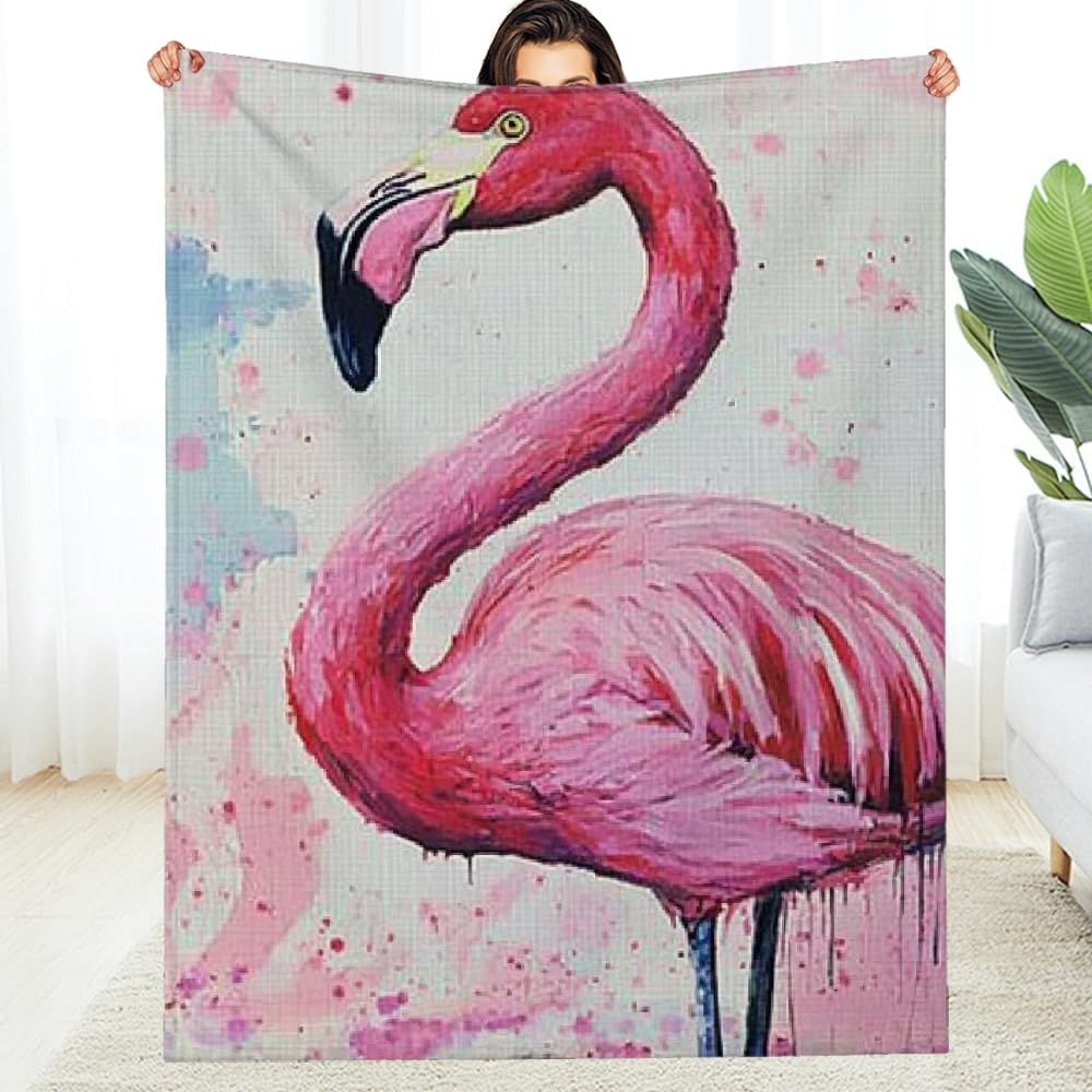 Couverture flamant rose lavable en machine et ultra chaude en flanelle