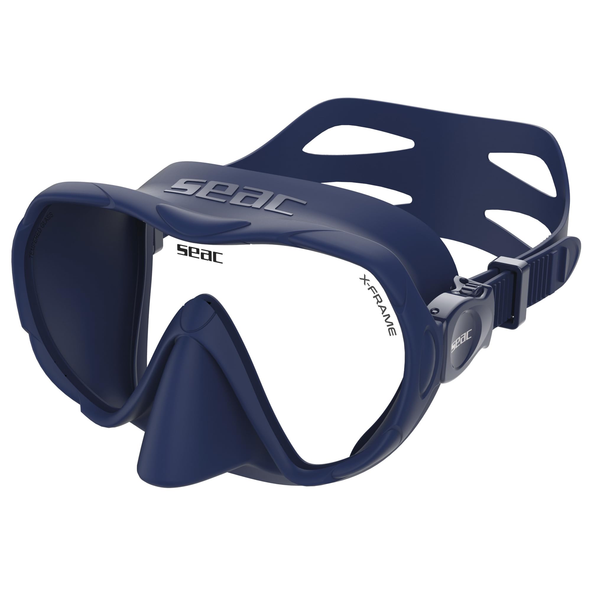 SEAC X-Frame - Rahmenlose Silikon-Tauchmaske mit einzelner gehärteter Glaslinse | Klare Sicht und Stabilität unter Wasser, geringes Volumen | Zum Tauchen und Schnorcheln - Made in Italy
