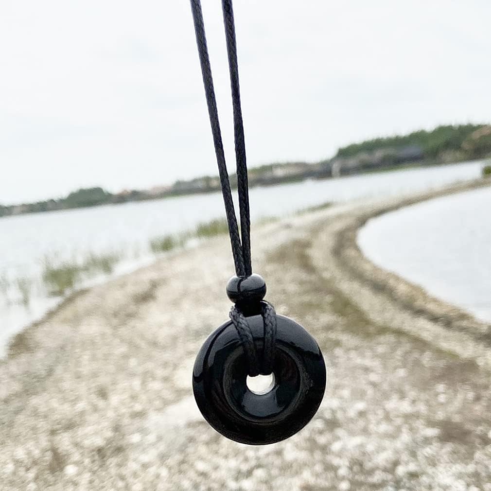 Magic Human Gemstone Crystal Necklace Pendant - Healing Good Luck Donut Crystal Stone Jewelry Necklace - Positive Energy Amulet Unisex Adjustable Cord - Image 9