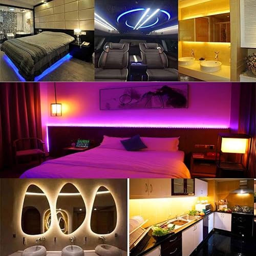 Miniatura 6 de XUNATA Tira de luces LED, cuerda de luz de neón LED, luz flexible para exteriores, CC 12 V, 16.4 pies16.4 ft, 2835 600 luces LED, cinta de silicona