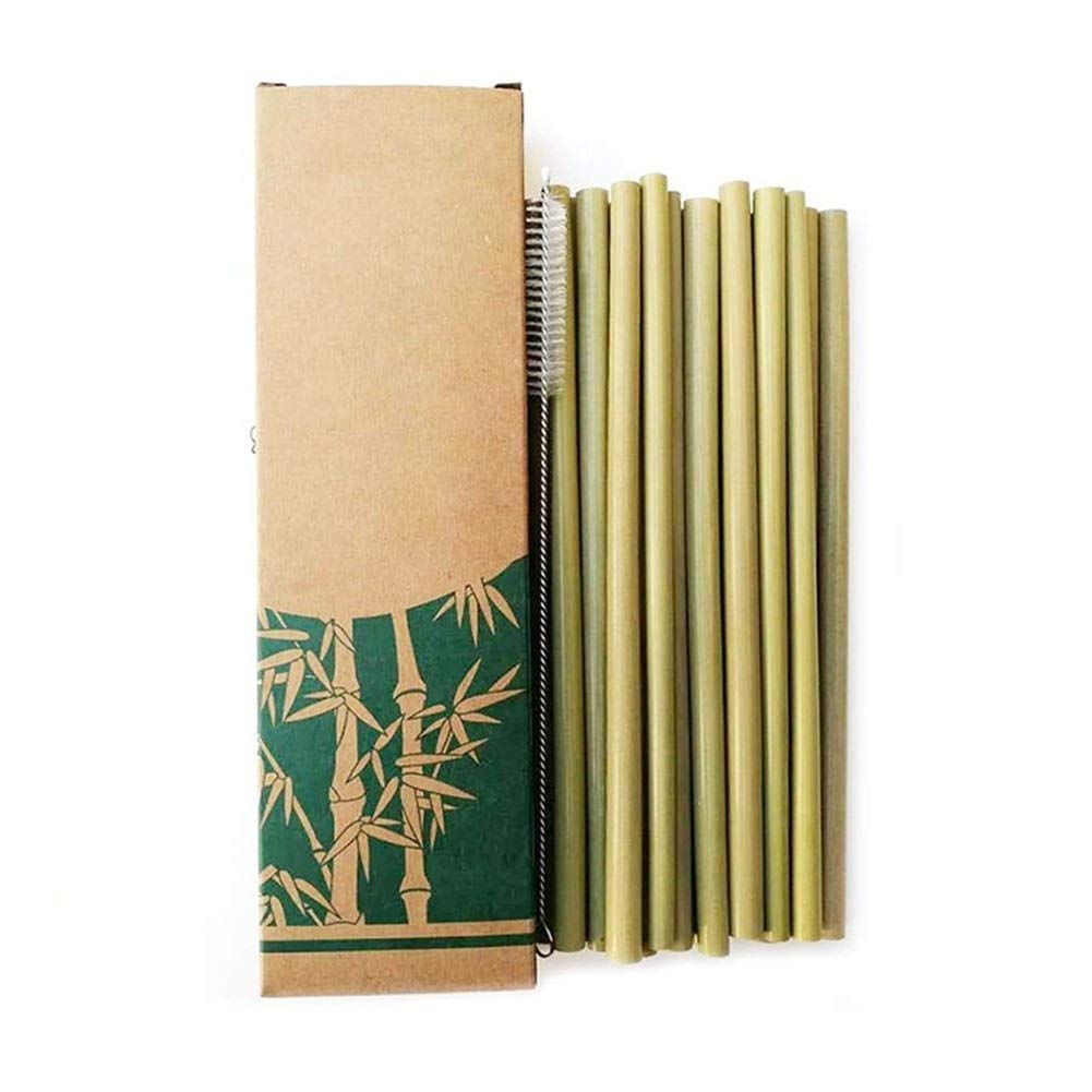 6 / 10Pcs natürliche organische Bambus Stroh Set Eco Friendly Bambus Stroh Wiederverwendbare Trinkhalme mit Stroh Fall Pinsel 8inch (Color : B 10PCS)