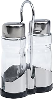 Cuisine Art 2PCS Glass and Stainless Steel Salt & Pepper Shaker Set