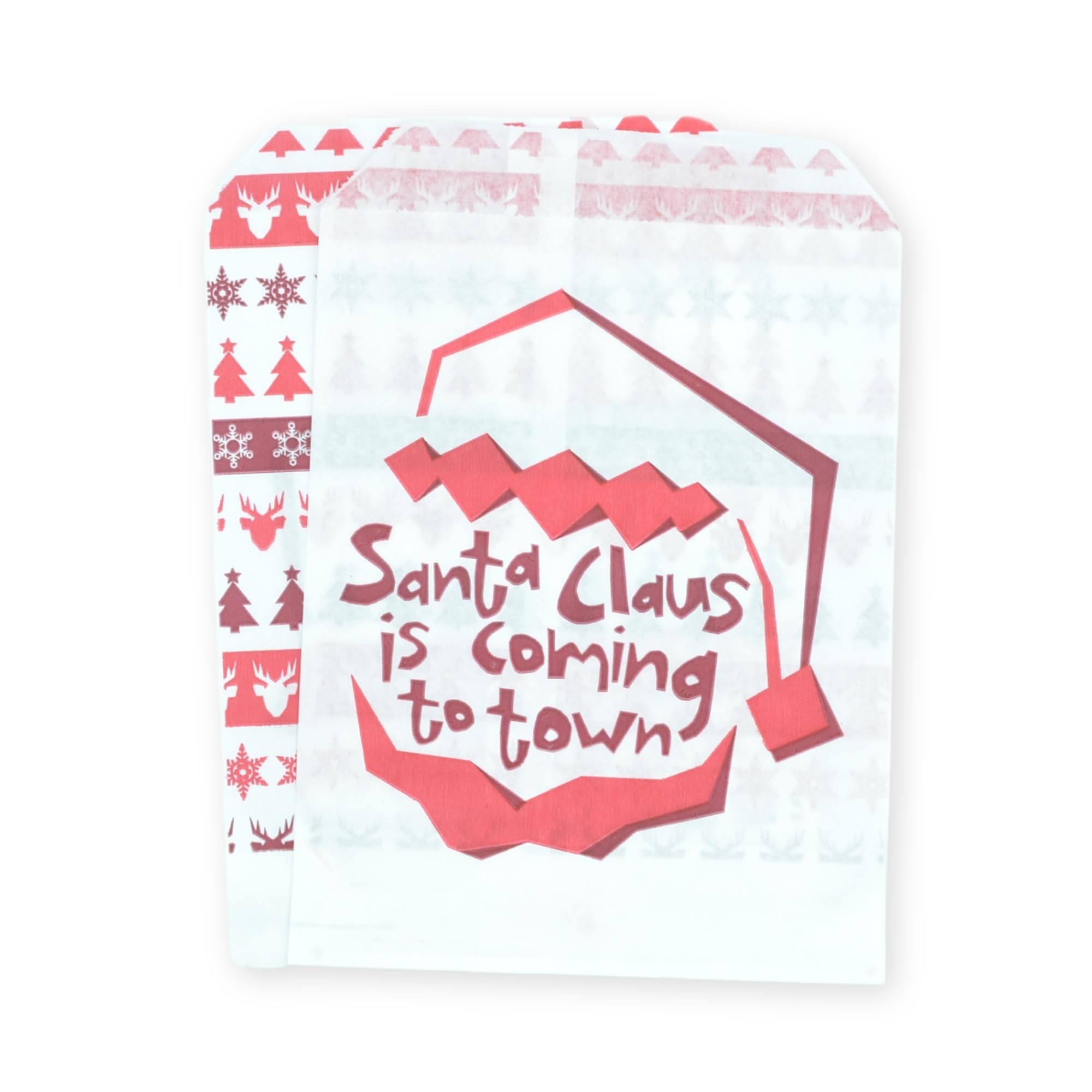 celloexpress 7" x 9" Santa Claus is Coming to Town Paper Sweet Bags - Patterned Classic Confectionery Gift Shop Goodie Party Bags (Pack of 500) — image 1
