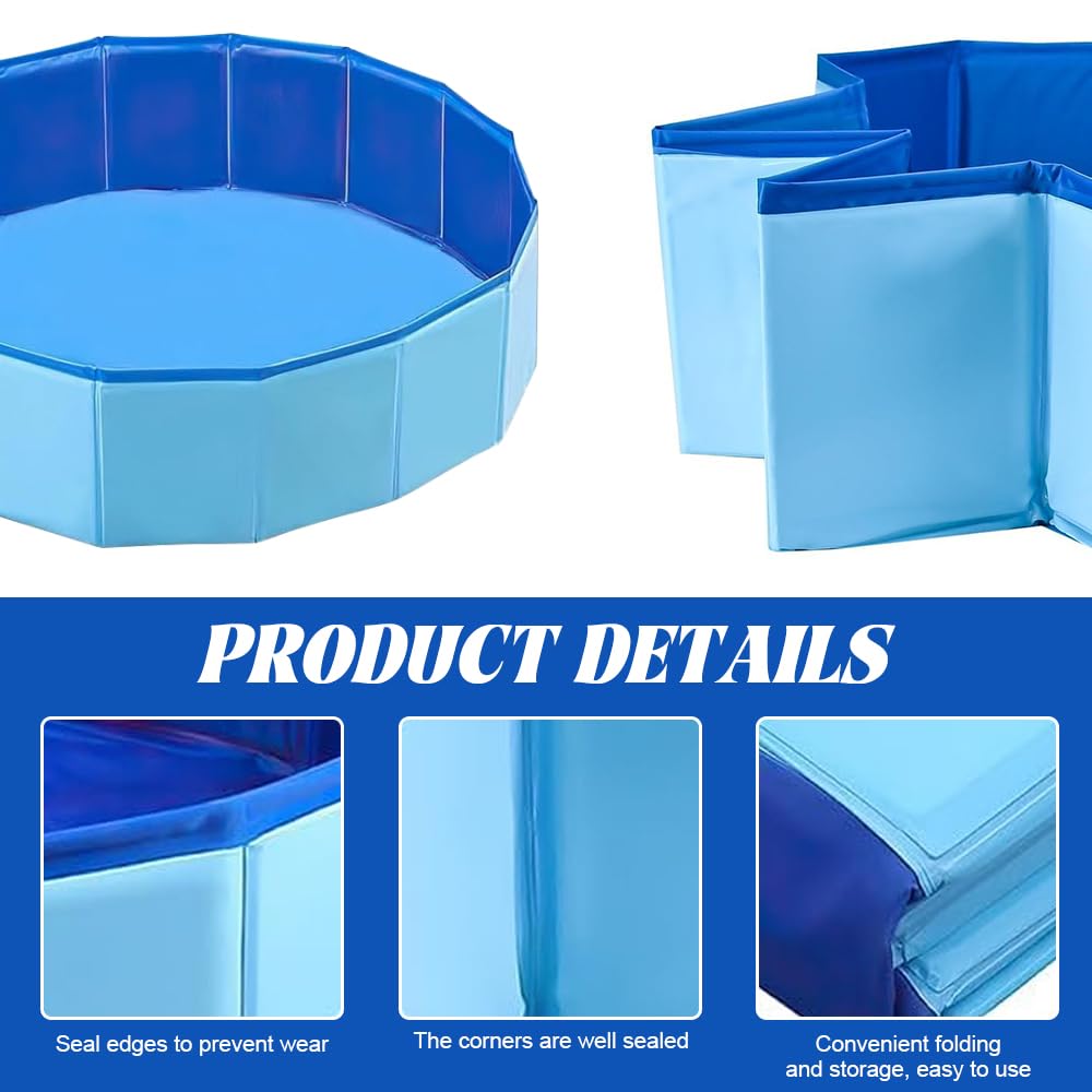 Piscina per Cani, 120 x 30 cm Piscina Cani Pieghevole con Valvola di Scaric, Piscina per Cani di Piccola, Media e Grande Taglia, Stabile PVC, Blu