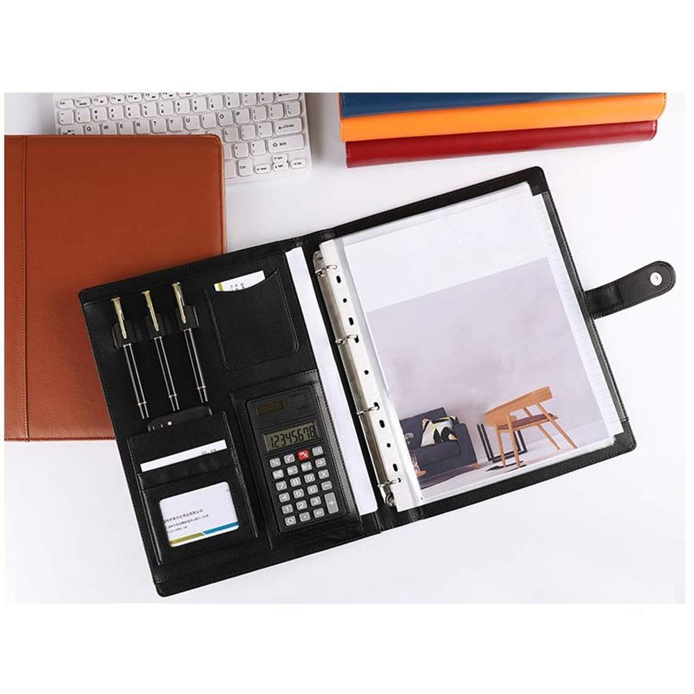 Carpeta de conferencias multifuncional para negocios, organizador profesional, carpeta de negocios de cuero duradero para hombres y mujeres, bolsa de documentos de negocios (naranja, 335 x 255