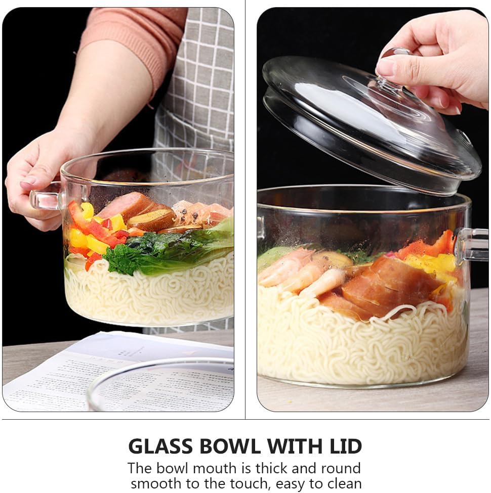 DOITOOL Glass Saucepan with Cover 1.4 Quarts Heat-resistant Cookware Set Clear Glass Simmer Pot Potpourri Cooking Pot with Lid for Potpourri Baby Food Soup Milk Pasta Noodle (1.35L/46oz)