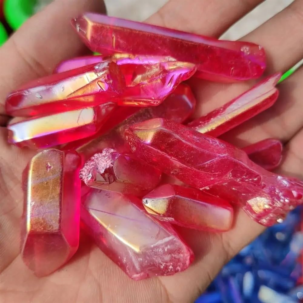 KJEBVHIRS Stone Titanium Rose Aura Quartz Crystal Cluster (1000g)