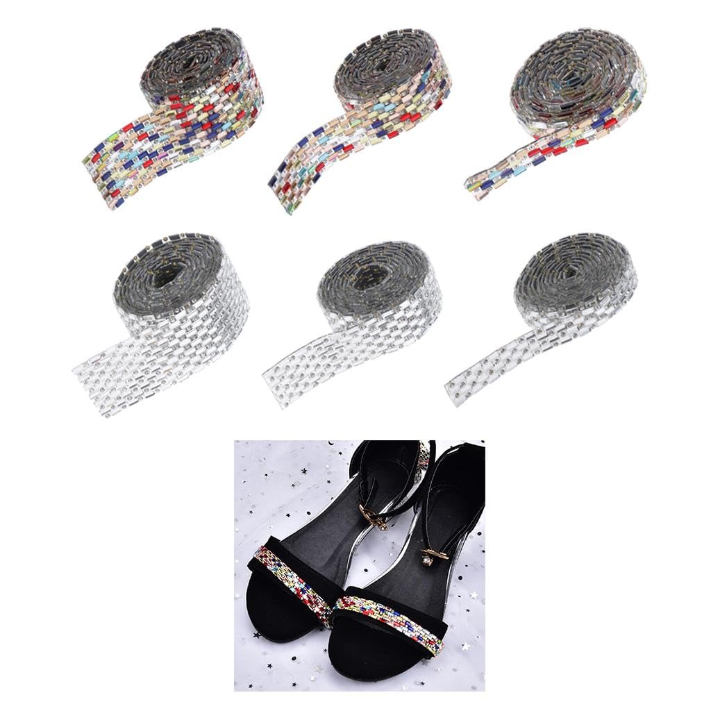 2 Cinta de Cristal Appliques Decorativos Adornos para Coser Recorte para Manualidades con Termofusible Adecuado para Bodas, 6 Piezas