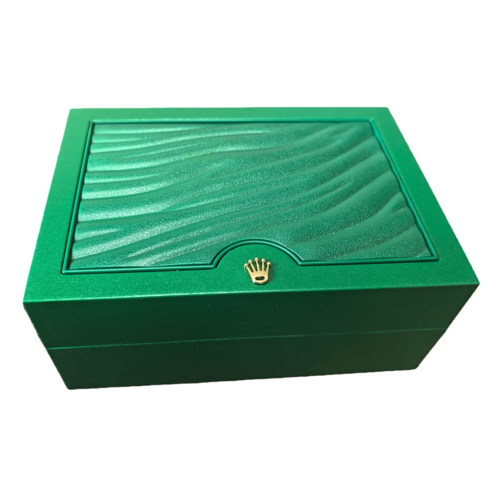 Szkatułka Biżuterię Męska Zegarek Pojedyncza Przegroda Zielona Wzór Fali Drewno Aksamit dla Rolex Box