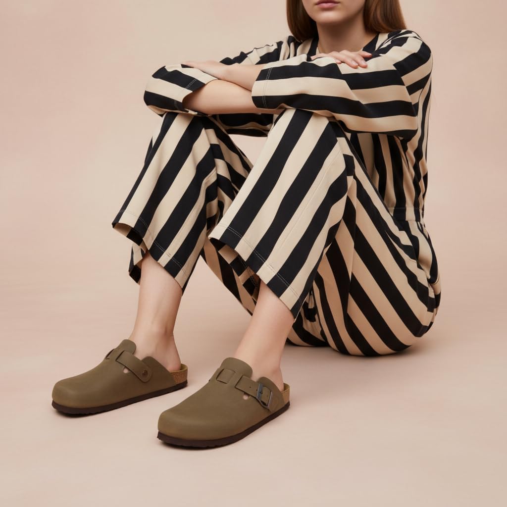 CUSHIONAIRE Hana Womens Clogs | Comfortable Vegan Suede Clogs for Women | Slip On Potato Shoes with Cork Footbed & Arch Support | Memory Foam, Wide Widths Available - Image 6