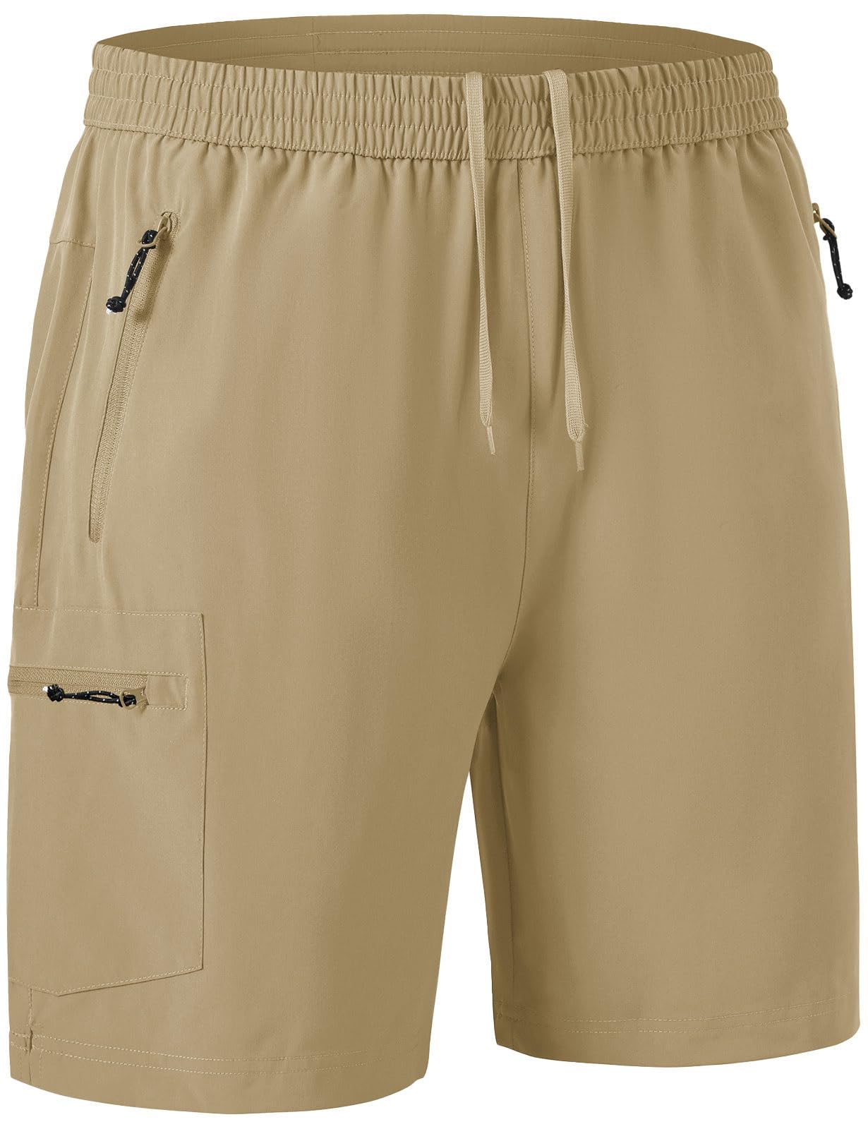 Rdruko Men's Quick Dry Hiking Shorts Lightweight Running Gym Outdoor Active Shorts with Zipper Pockets