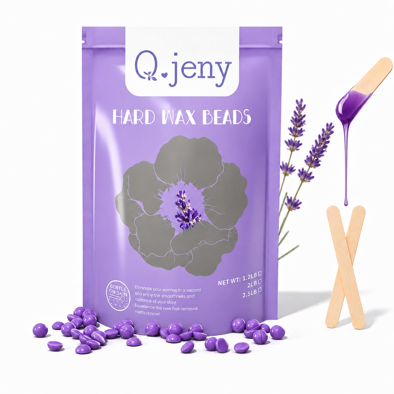 Wax Beads, Hard Wax Beads for Hair Removal Sensitive Skin with Lavender Formula, 2.5lb Waxing Beads for Women Men, Brazilian Bikini, Face, Arms, Chest, Back, Legs, Eyebrows, Underarms LAVENDER 2.5LB