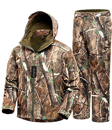 Camo Jacket New View Waterproof Hunting Camouflage Hoodie Military Jacketor and Pants for Unisex XX-Large