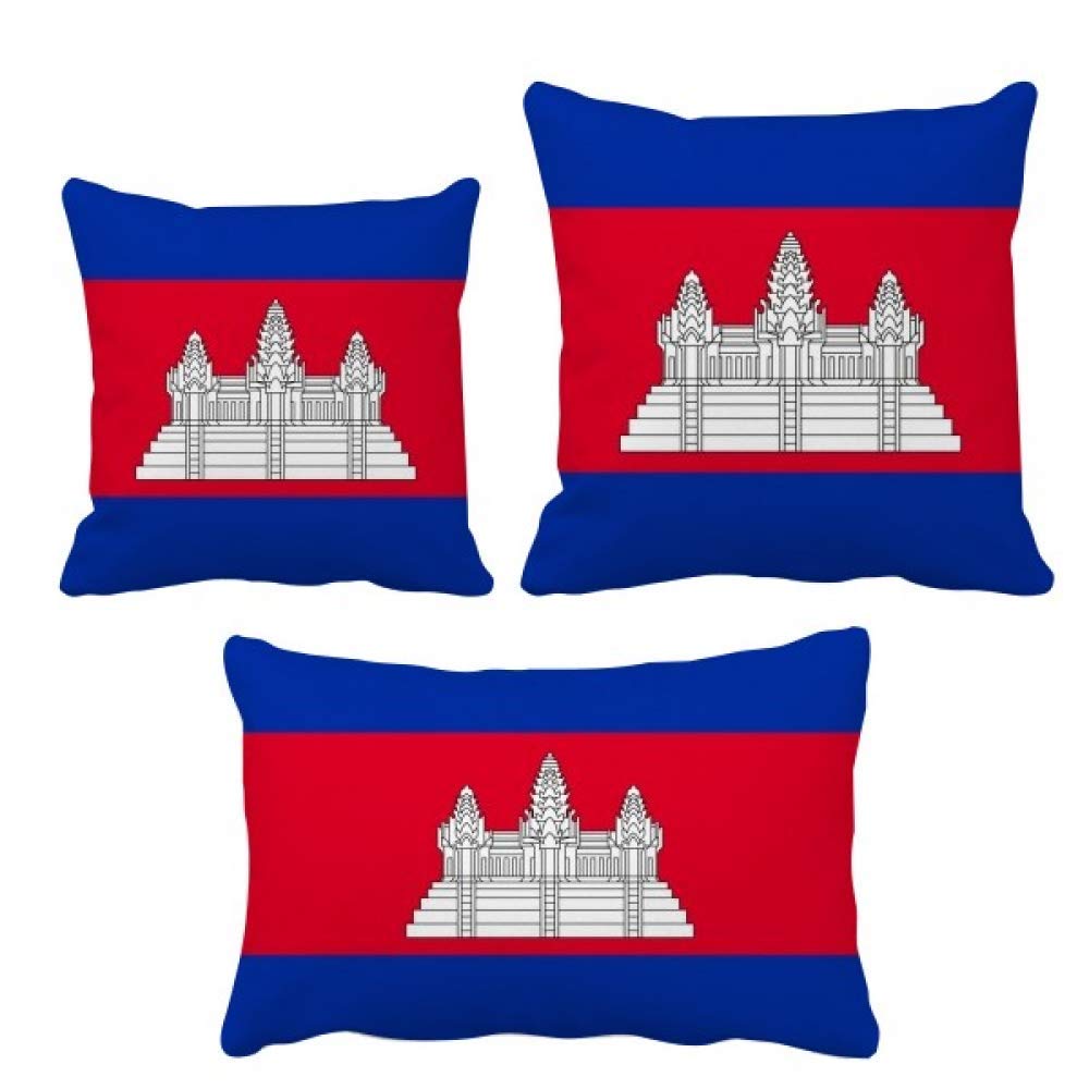 Coussin drapeau Cambodge set de coussins pour canapé asiatique