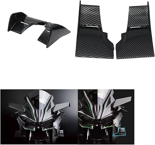 Miniatura 7 de Ala de viento fija de fibra de carbono ABS para motocicleta, compatible con Kawasaki, compatible con Ninja H2 H2R, ala de viento fija aerodinámica,