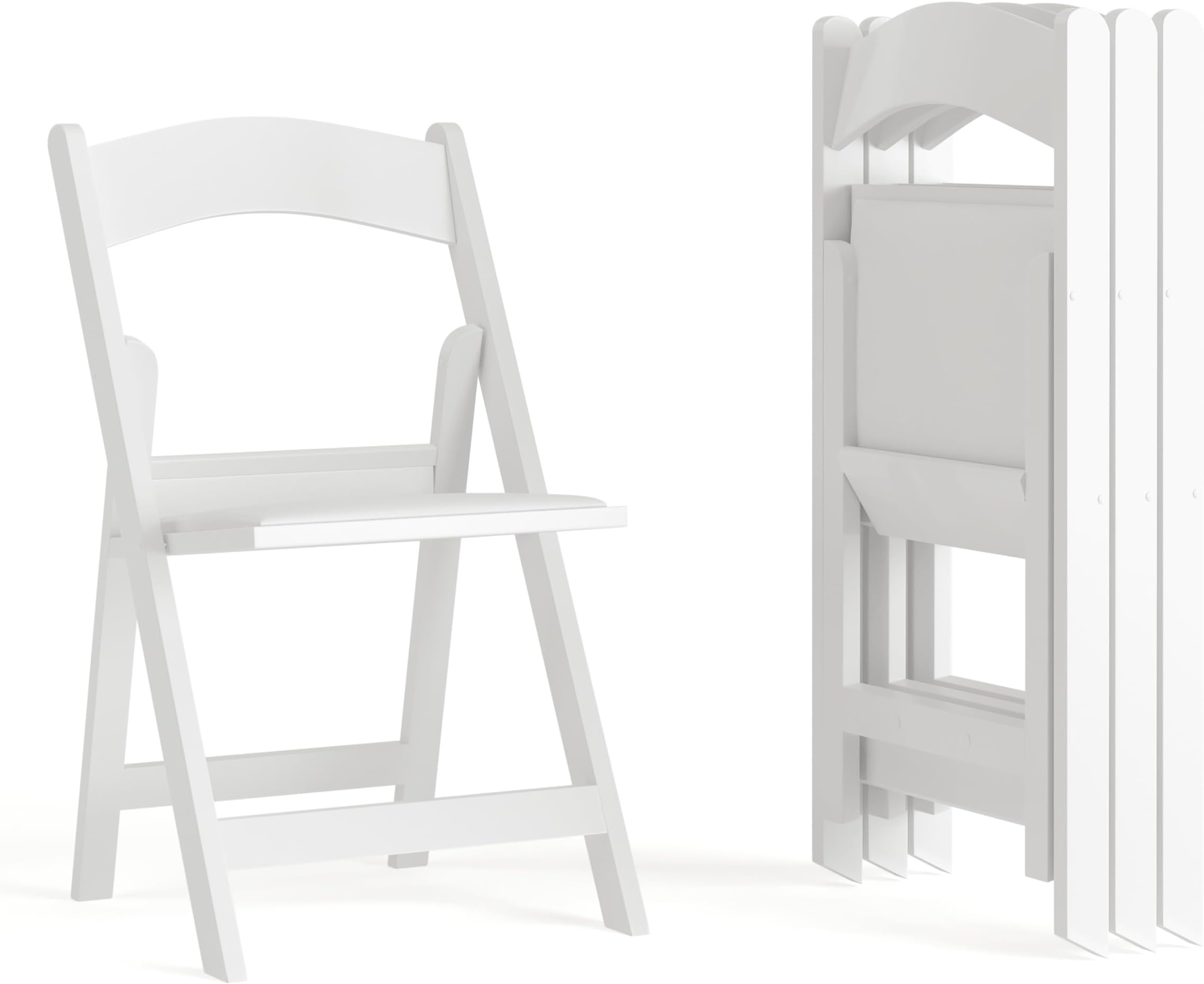 Hercules Series Folding Chair - White Resin - Set of 4 800LB Weight Capacity Comfortable Event Chair - Light Weight Folding Chair