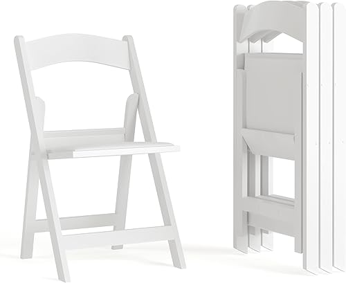Miniatura 1 de Flash Furniture - Silla con capacidad para 1000 libras modelo Hércules silla plegable de resina de caoba con asiento acolchado de vinilo negro Blanco