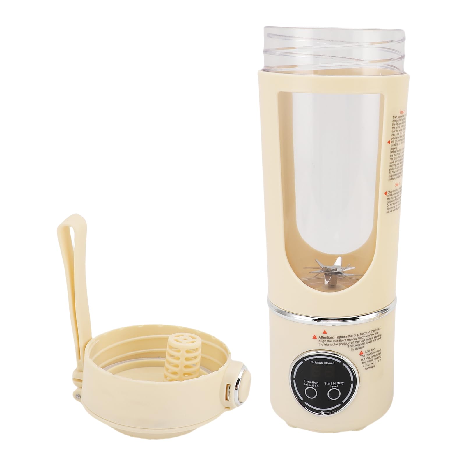 Fockety Frullatore Personale Ricaricabile 700ML, Tazza Frullatore (Beige) | Tazza per frullatore per frullati senza fili con sicurezza a induzione magnetica, design facile da pulire per casa,