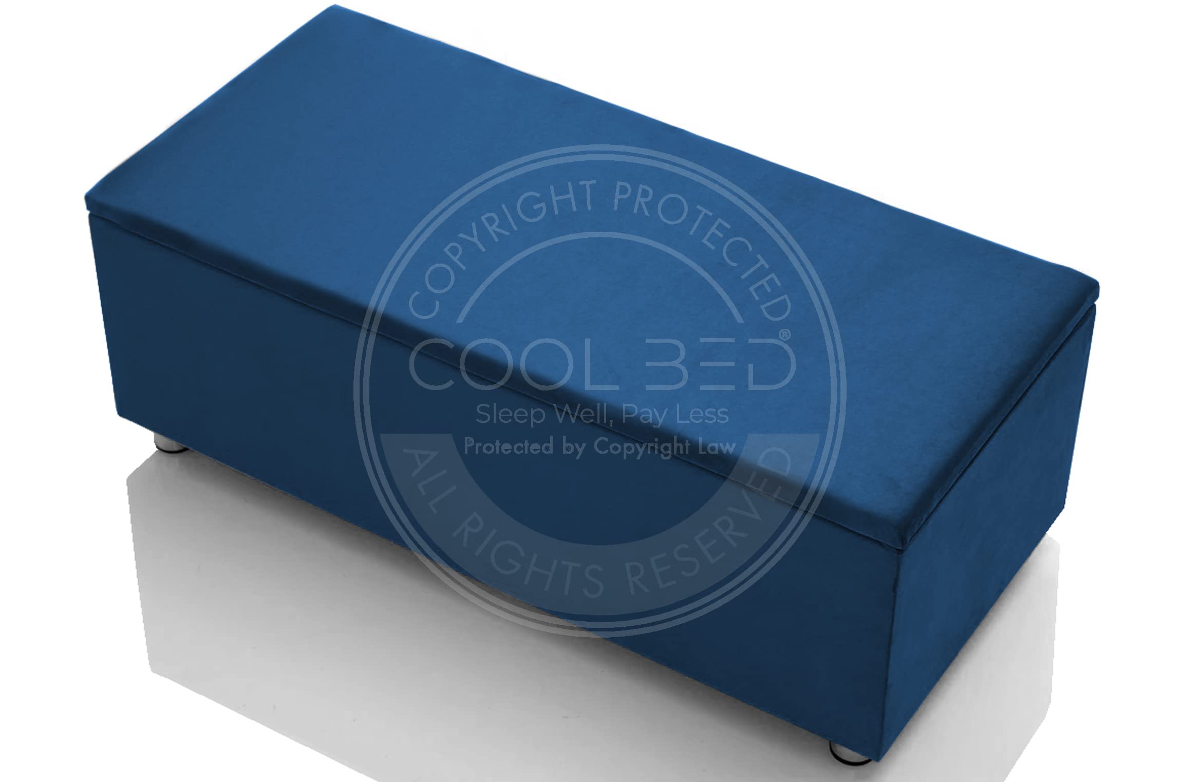 COOL BED Sleep Well, Pay Less New Large Ottoman Storage Boxes with Lid in Plain Blue Plush Velvet Top Bench Footstool Blanket Toy Box for Kids (Blue Plush)