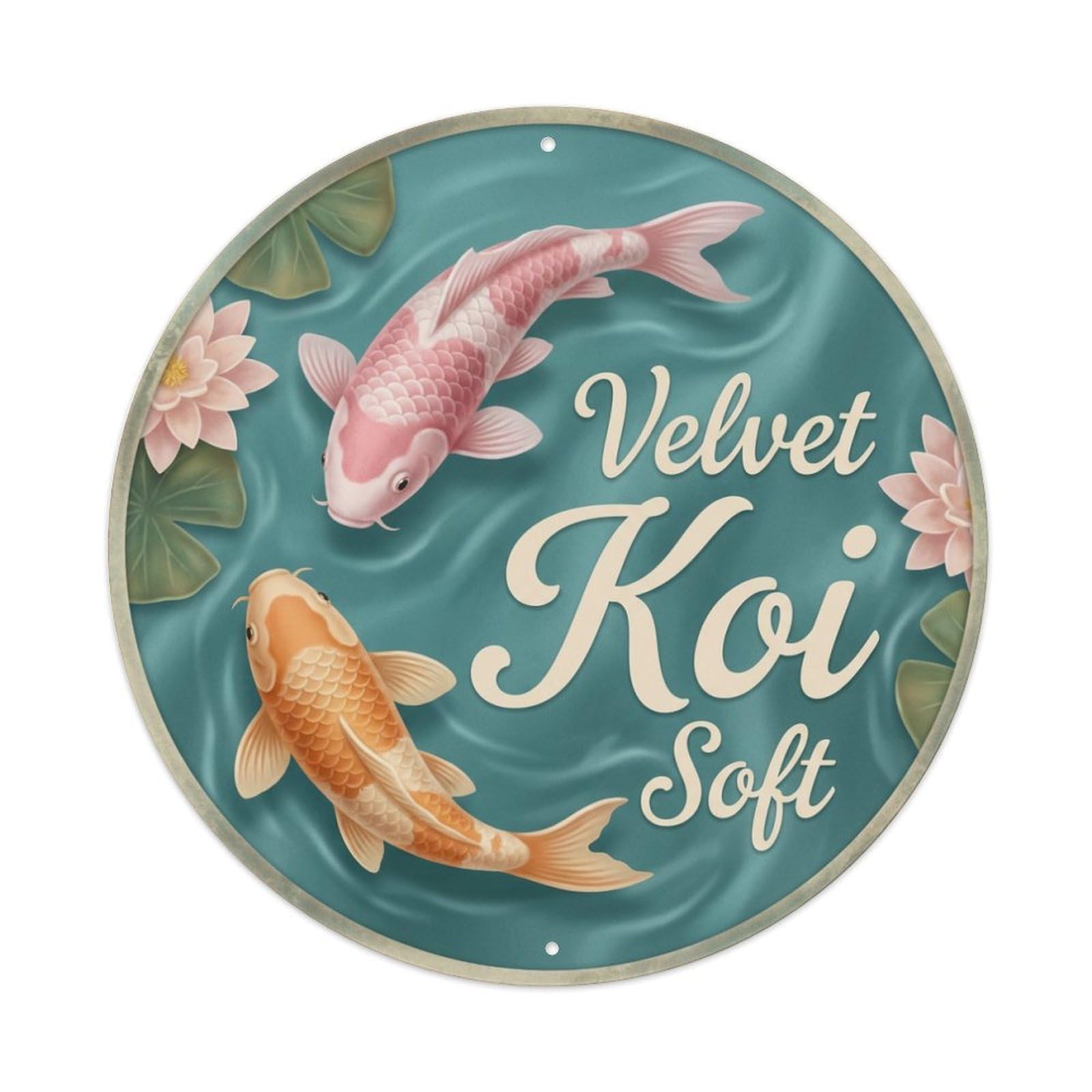 Koi Fish Velvet Soft Smooth Waters Silky Gentle Touch Metal Tin Sign