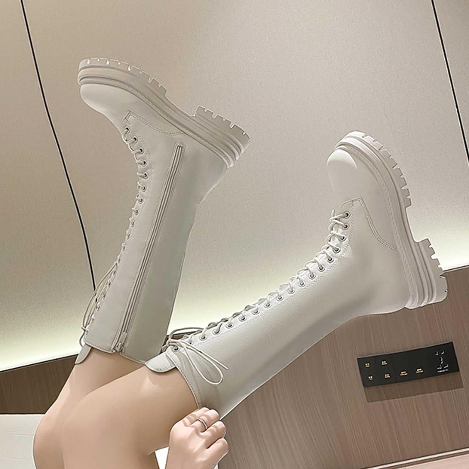 Generisch Botas altas hasta la rodilla para mujer, de ante y vaquero, botas de invierno, elegantes, con cordones, estilo occidental, botas de equitación para otoño e invierno