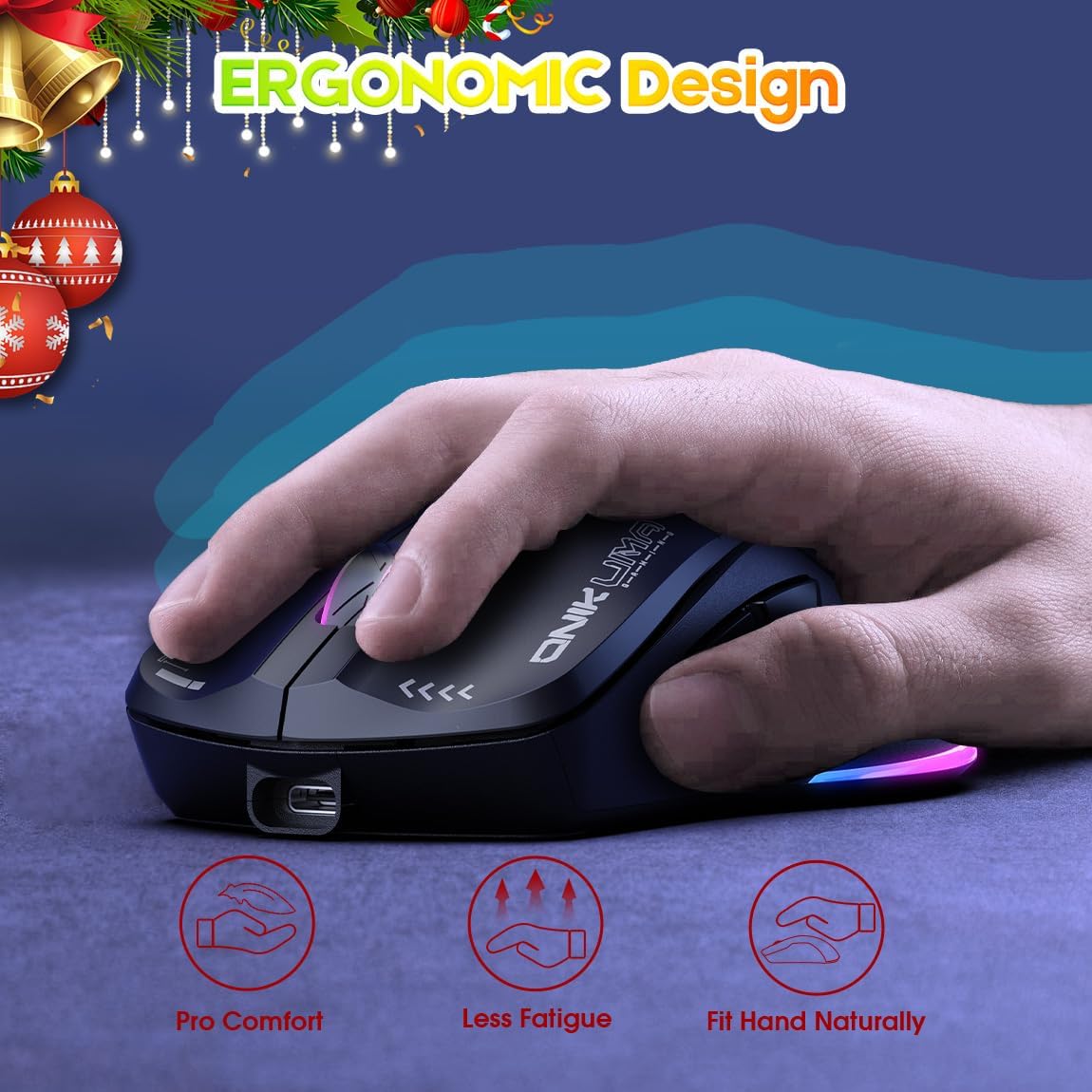 Wireless Gaming Mouse, 4800 DPI Wired/Wireless Gamer Mouse, Dual-Mode Computer Mouse Rechargeable 6 Buttons Reliable Power Capacity and RGB Backlight for PC/Mac/Laptop