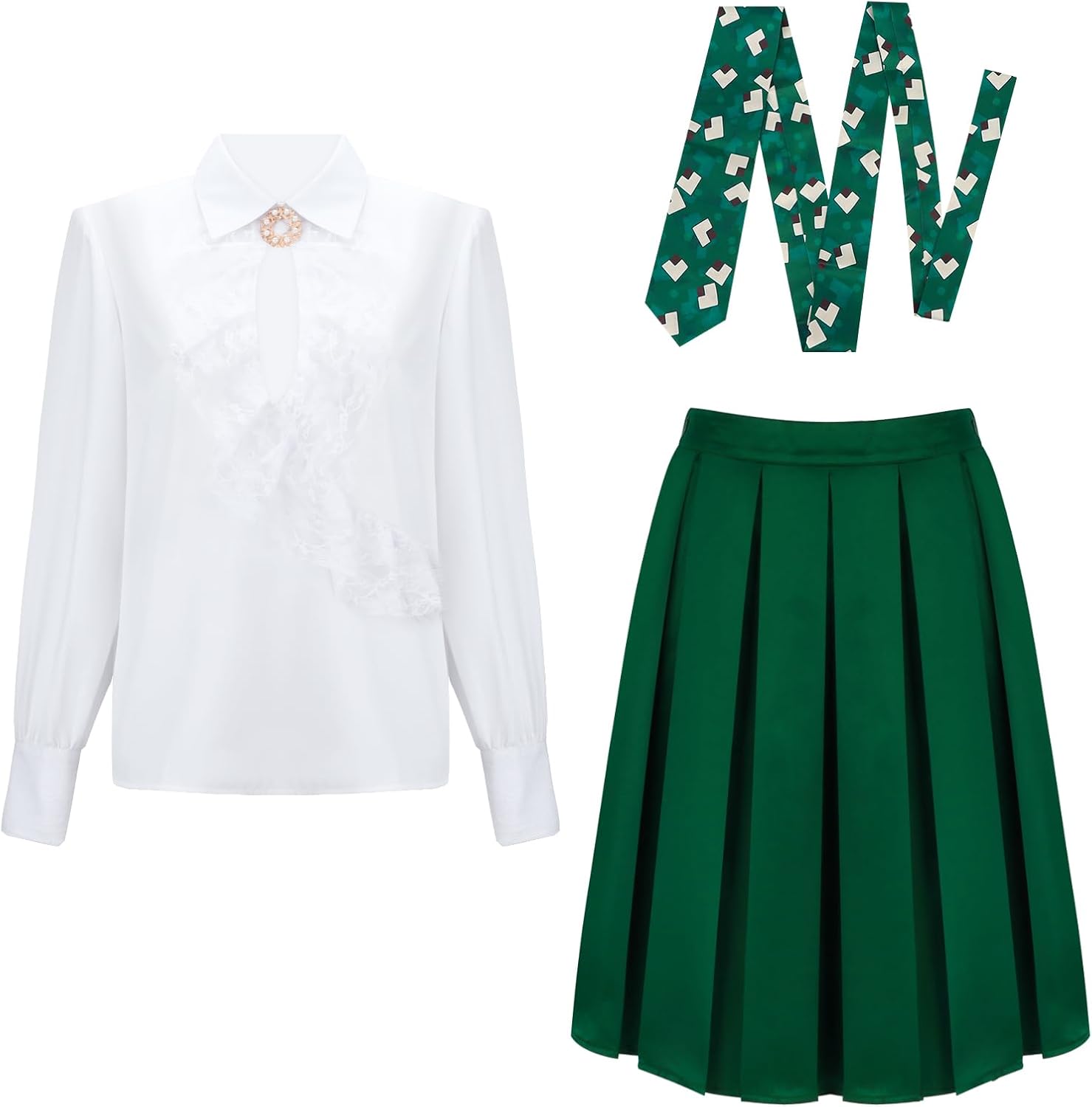 FOCUSOUL Women Ellen Costume Christmas Halloween Vacation Blouse Skirt Tie Outfit Movie Cosplay Fancy Dress Up