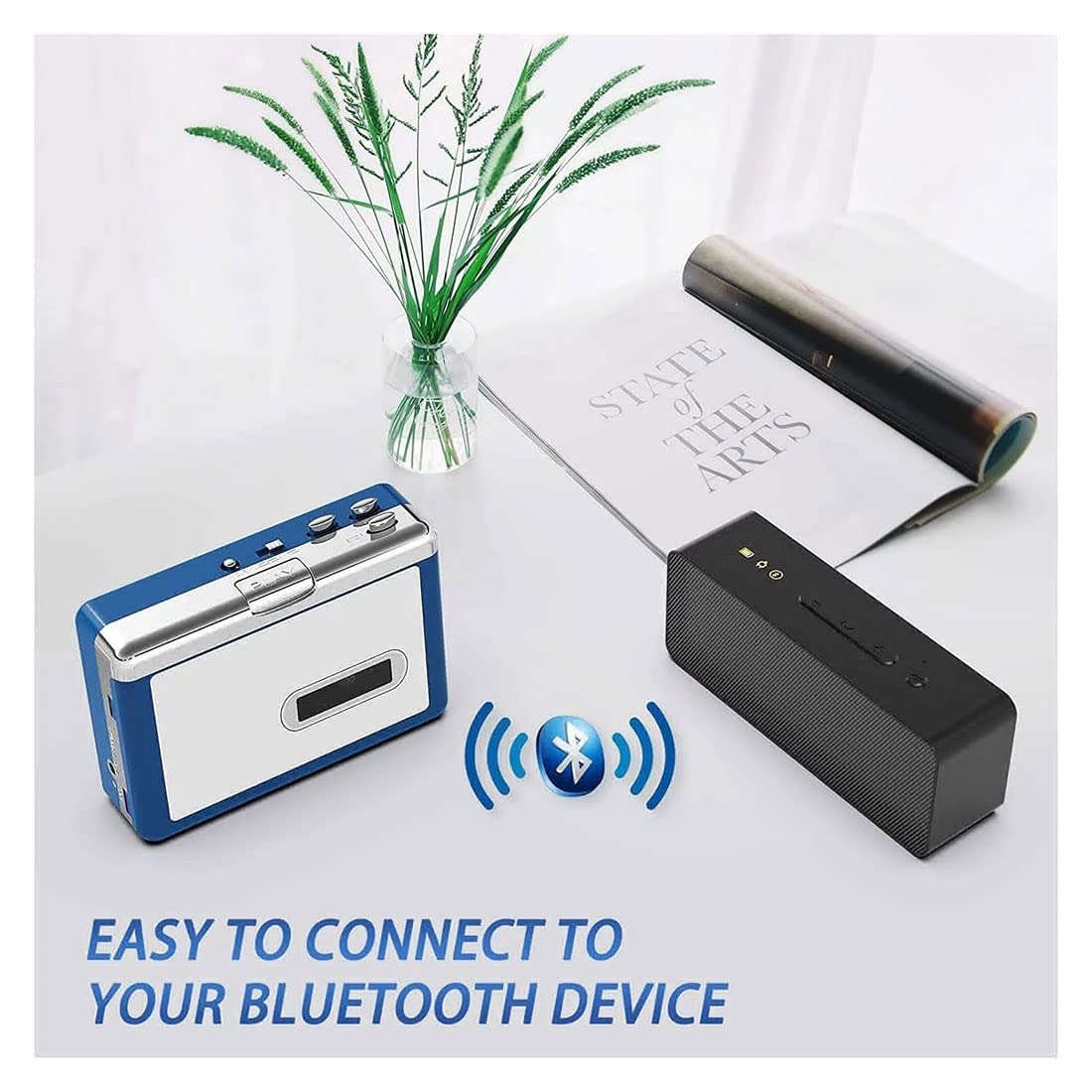 Lecteur de cassette Bluetooth portable pour transmettre de la musique rétro à un casque ou un haut-parleur Bluetooth, pas besoin de connecter un écouteur filaire