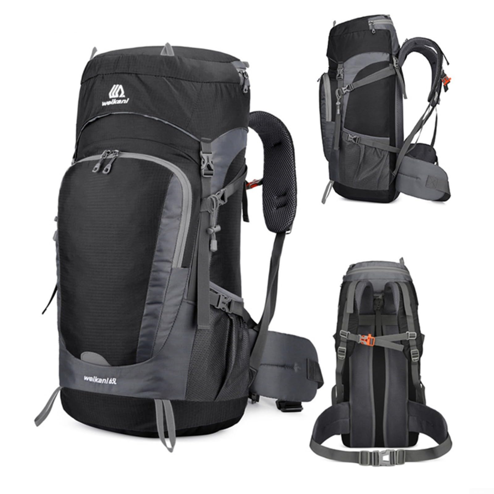 Zaino da trekking da 65 litri con copertura antipioggia, zaino in nylon impermeabile, per campeggio, trekking, viaggi, zaino in rete traspirante, per uomini e donne e sport all'aria aperta