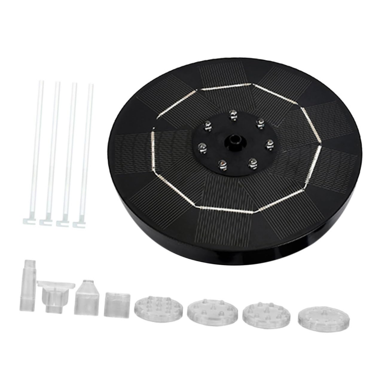 Toyvian 3,5w Solar Springbrunnenpumpe mit 1800mah Akku 240l/h Trockenlaufschutz für Gartenteich und Vogelbad Schwarz
