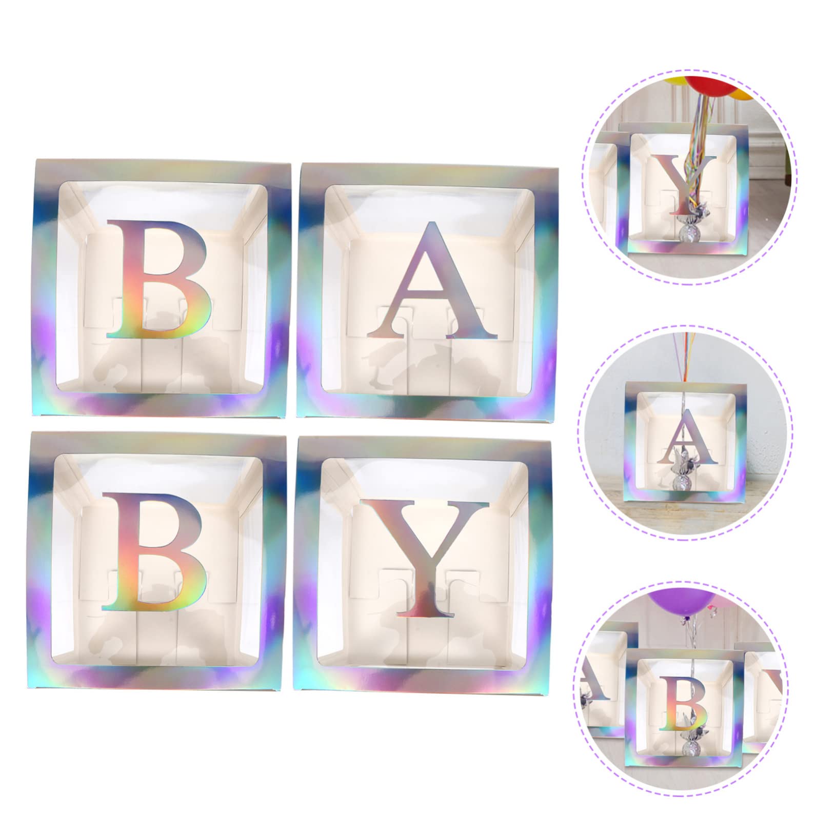 Babyparty Boxen 1 Satz 4 Stück Papier Silber mit Buchstaben