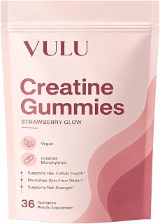 VULU Creatine Gummies, 10g Monohydrate per Serving, Strawberry, 36 Gummies